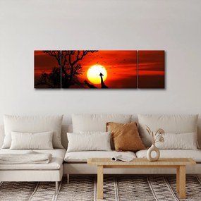 Obraz - Sylwetki zwierząt o zachodzie słońca (170x50 cm)