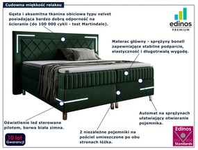 Zielone pikowane łóżko kontynentalne 5 rozmiarów H0-N73
