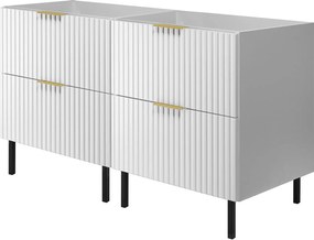 Szafka pod umywalkę, Biały, 120 (2 x 60) x 77 x 46 cm, uchwyt złoty, nogi czarne, bez blatu