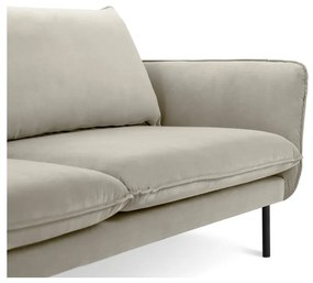 Beżowa narożna aksamitna sofa lewostronna Cosmopolitan Design Vienna