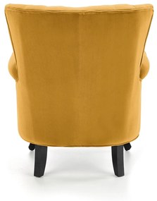 TITAN fotel wypoczynkowy, musztardowy, klasyczny, tkanina velvet, welur