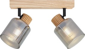 Nowoczesny reflektor drewniany z przydymionym szkłem 2-punktowy obrotowy i uchylny - Gracy