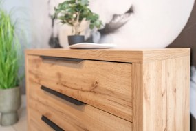 Komoda HALLE 3S 99cm dąb wotan mat/czarna z szufladami HELVETIA