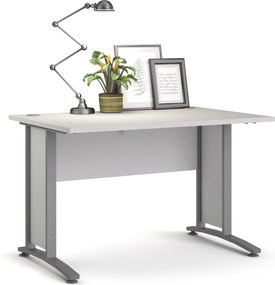 Biurko proste Prima biały 120 szare nogi