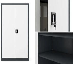 Szafa biurowa Jan dwudrzwiowa 90x40x185 cm antracyt/biały