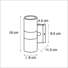 Zewnetrzna Kinkiet / Lampa scienna zewnętrzny stal IP44 - Duo Nowoczesny Oswietlenie zewnetrzne