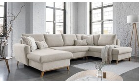 Beżowa rozkładana sofa w kształcie litery "U" Miuform Scandic Lagom, prawostronna