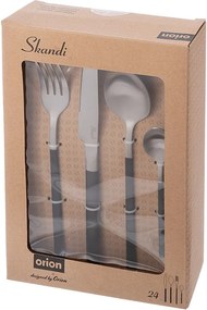Sztućce ze stali nierdzewnej w czarno-srebrnym kolorze 24 szt. Skandi – Orion