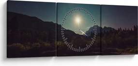 Obraz - nocne niebo (z zegarem) (90x30 cm)