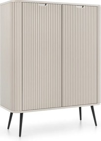 Komoda 100 cm Gerly z ryflowanymi frontami, 2 drzwi, kaszmir + czarny