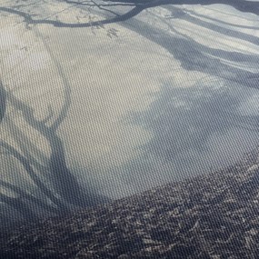 Obraz- Las we mgle (z zegarem) (90x30 cm)