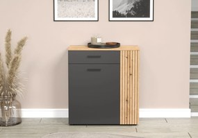 Komoda dwudrzwiowa z szufladą grafit + dąb evok K3-F25