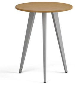 Stolik kawowy PRIMO VIBE, średnica 60 cm, szaro-srebrna podstawa, buk