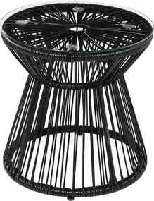 Outsunny Stolik ogrodowy w stylu boho, odporny na warunki atmosferyczne, PE-Rattan, 40 cm x 40 cm x 42 cm, Czarny