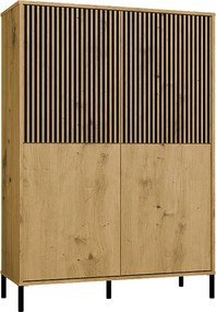 KAMARO Witryna 4D Slim | Dąb Artisan  | 103.5x40x147.5 cm |  4 Drzwi Gładkie/Ryflowane