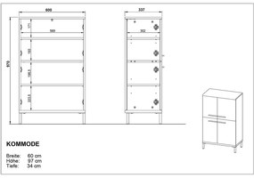 Szarobeżowa wysoka szafka łazienkowa w dekorze orzecha 60x97 cm Yonkers – Germania