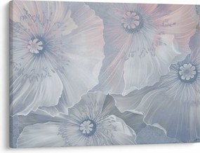 Obraz - Niebieskie kwiaty na ścianie (70x50 cm)