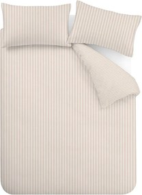 Beżowa pościel dwuosobowa 3-częściowa 230x220 cm Epping Textured Stripe – Catherine Lansfield