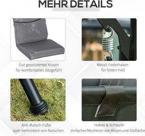 Outsunny: Elegancka Huśtawka Ogrodowa 3-osobowa z Daszkiem i Dodatkowymi Stoliczkami