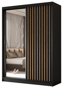Szafa przesuwna - Lamel z lustrem 160 cm, czarny mat