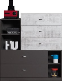 Komoda FIUME 90 cm do Salonu Sypialni 5 Szuflad Grafit