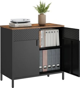 Metalowa szafka BRIX, 76x80x40cm, brązowy/czarny SongmicsHome