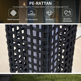 Outsunny Lampa Solarna Ogrodowa Rattan Wodoodporna z Czujnikiem Światła Stal Czarny 155x155x46cm | Aosom PL