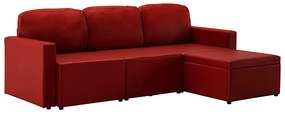 Rozkładana sofa modułowa bordowa - Odi 4Q