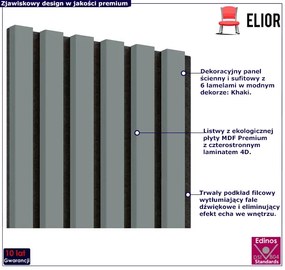 Akustyczne panele lamelowe 2 szt. khaki H4-S18