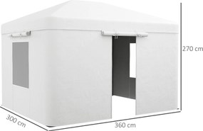 Outsunny Zestaw Zastępczy Dachu do Pawilonu Ogrodowego z 2 Ściankami Bocznymi Biały | Aosom PL