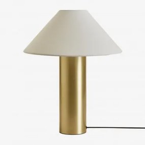 Lampa Stołowa Z Lnu I Żelaza Barak Brass - Sklum