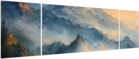 Obraz - Malowany górski krajobraz (170x50 cm)