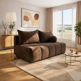 Sofa z Funkcją Spania SARIA Brązowa Welurowa Nowoczesna