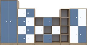Nowoczesna meblościanka do klasy lekcyjnej Blox Colours 9, fronty pastelowe niebieskie