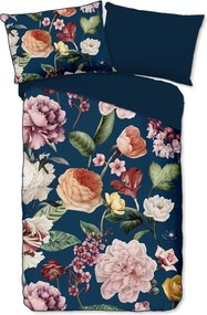 Ciemnoniebieska pościel jednoosobowa z satyny bawełnianej 140x200 cm – Descanso