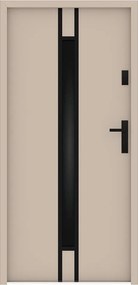 Stalowe drzwi wejściowe z elementami ze stali nierdzewnej 207 x szer. 100 cm - szkło dymione - beżowe - grubość 55 mm - otwieranie lewostronne - ARICANE