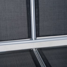 Outsunny Huśtawka Ogrodowa z Daszkiem 3 Osobowa Metalowa Czarno Srebrna Ławka Bujana z Ochroną Przed Słońcem 171x108x154cm | Aosom PL