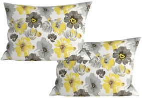 Zestaw 2 sztuk dekoracyjnych poszewek na poduszkę z mikrofibry FEONELLE 50x70 cm, żółto-szara