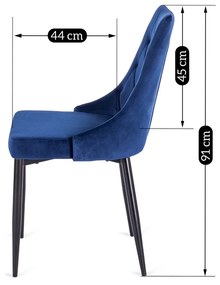 Krzesło Tapicerowane do Salonu CORK Granatowe Welurowe Nowoczesne Loft