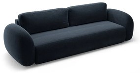 Ciemnoniebieska rozkładana/ze schowkiem sofa z tkaniny szenilowej 262 cm Tonale – Cosmopolitan Design