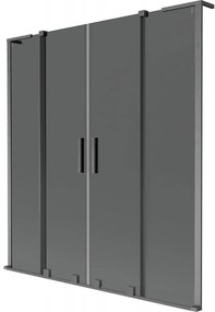 Mexen Velar L Duo parawan nawannowy 2-skrzydłowy rozsuwany 140 x 150 cm, grafit, gun gray szczotkowany - 896-140-003-42-66