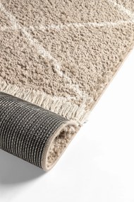 Dywan shaggy Blake romby beżowe koło 195 cm x 195 cm