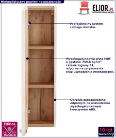 Pionowa wisząca szafka łazienkowa - Lunios 7X Biały połysk