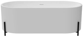 Wanna wolnostojąca owalna biała z czarnymi nóżkami - 160 x 73,5 x 59 cm - ALONSA