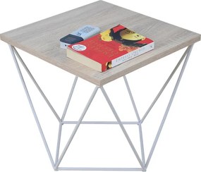 Minimalistyczny stolik druciany dąb sonoma + biały K3-C28