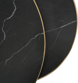 Zestaw Stolików Kawowych ARON 70 cm/50 cm Czarny Marmur Glamour