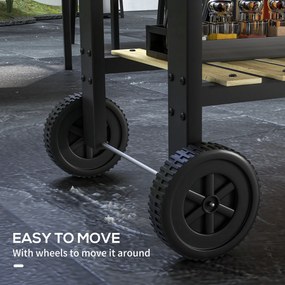 Outsunny Grill węglowy z dwoma rusztami, półką, uchwytem do BBQ, metalowy, czarny, 113 x 53,5 x 82,5 cm