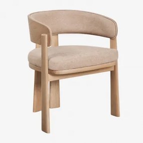 Zestaw 4 Krzeseł Jadalnianych Z Drewna Dębowego I Tapicerowanych Olea Signature Roble & Tkaniny Pszenica - Sklum