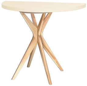 Stół półokrągły CUTTI 90x90 rozkładany kremowy/jesion RAGABA