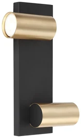GENESIS WALL BLACK GOLD 2xGU10, czarna, złota, podwójna